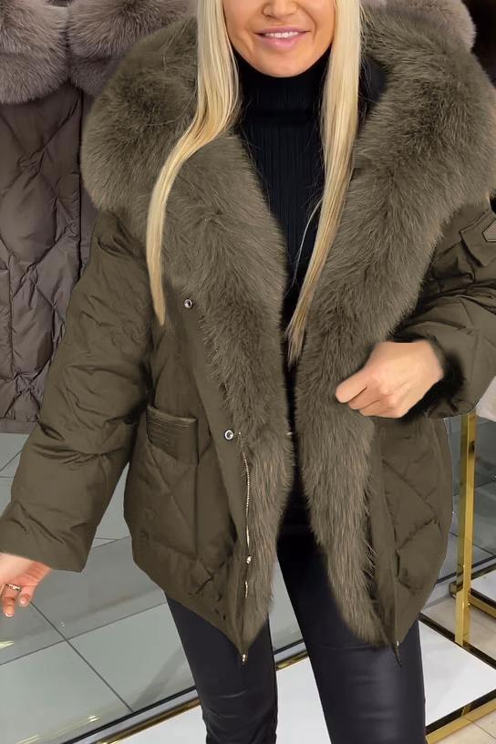 Warm fur collar jacket