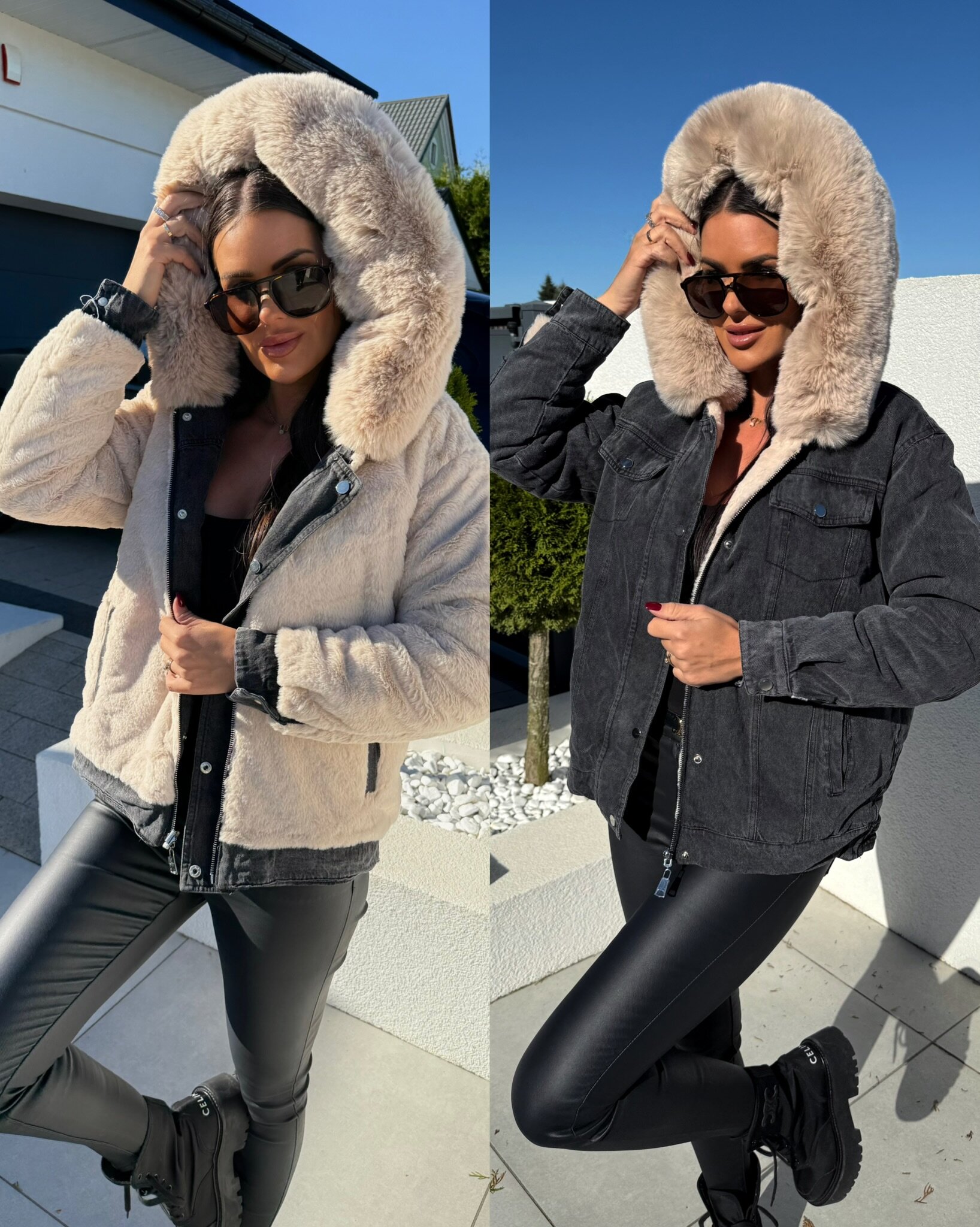 Luano jacket, double-sided, graphite and beige