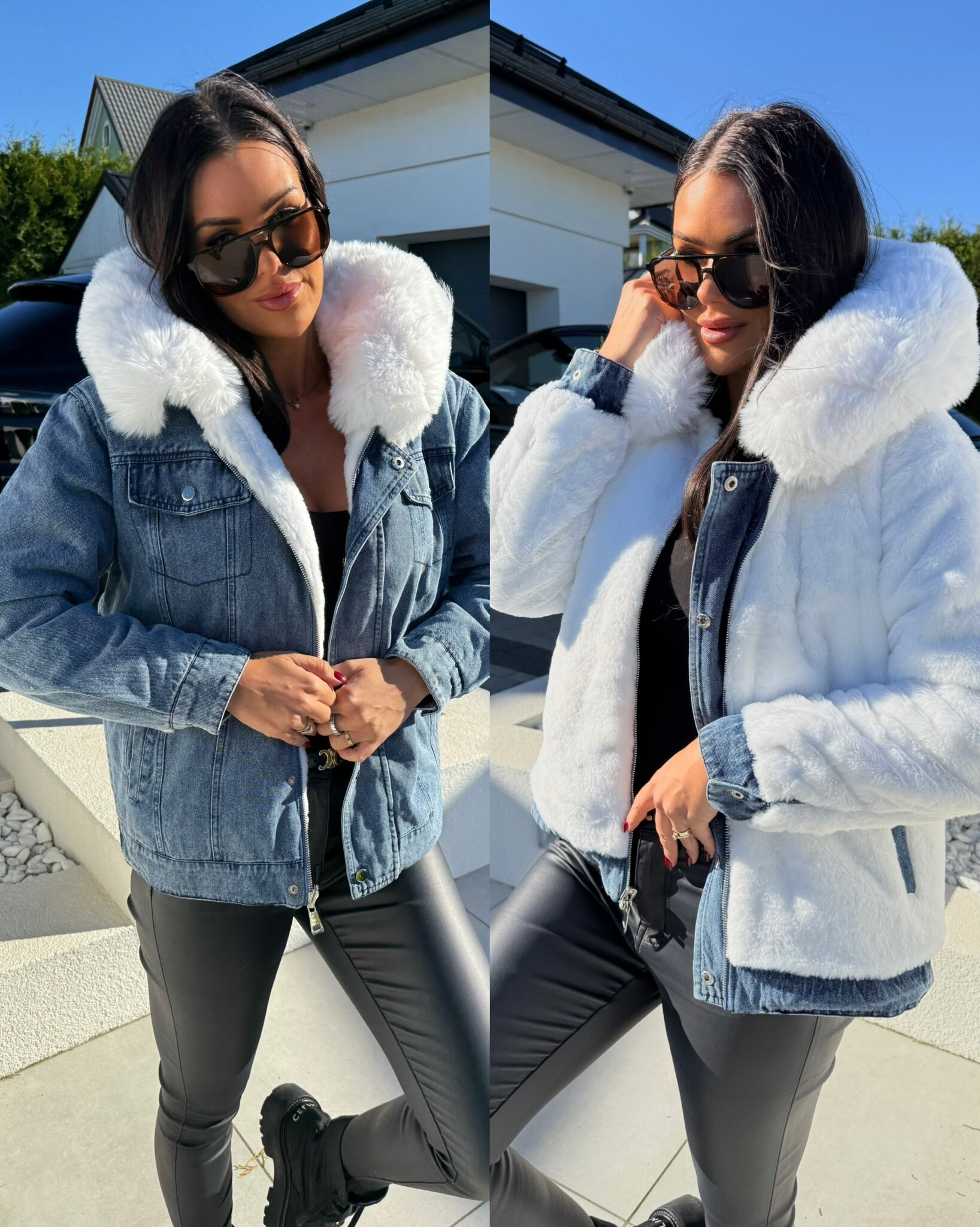 Luano jacket reversible blue and white