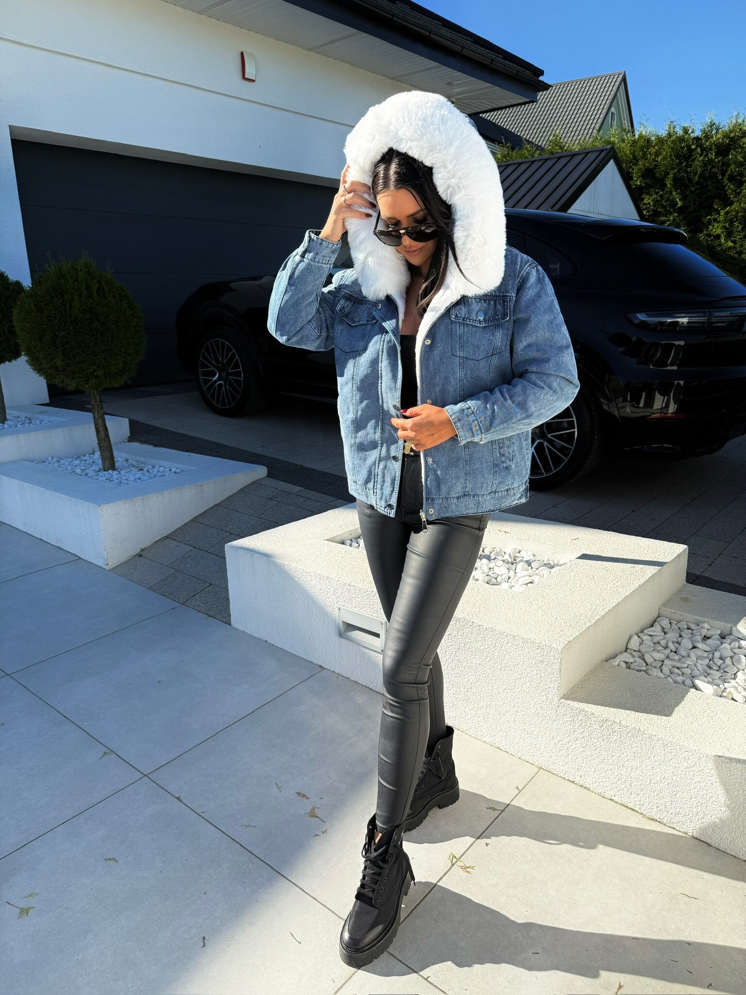 Luano jacket reversible blue and white