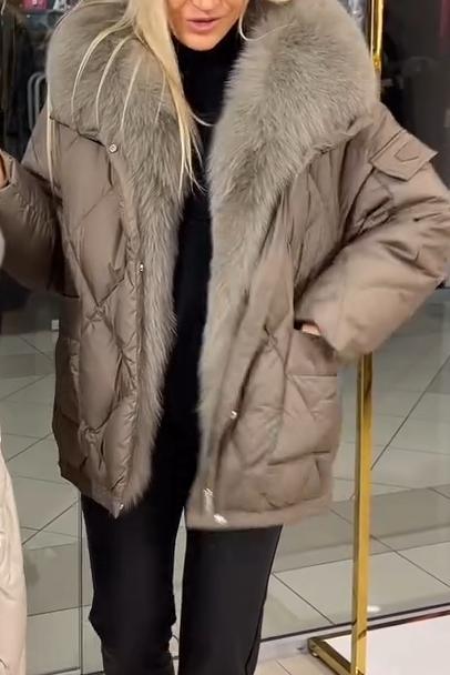 Warm fur collar jacket