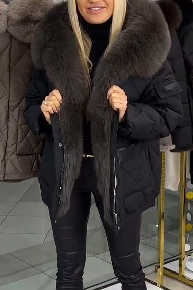 Warm fur collar jacket