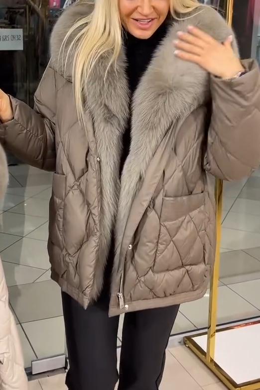 Warm fur collar jacket