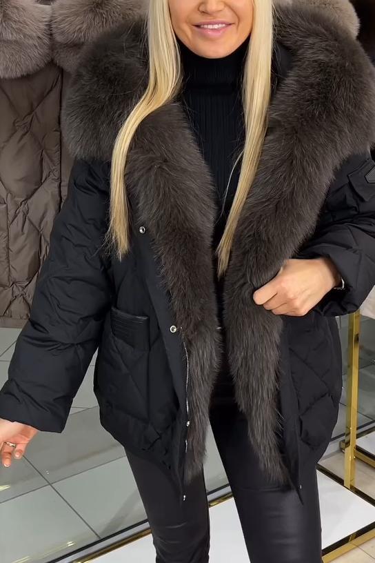 Warm fur collar jacket