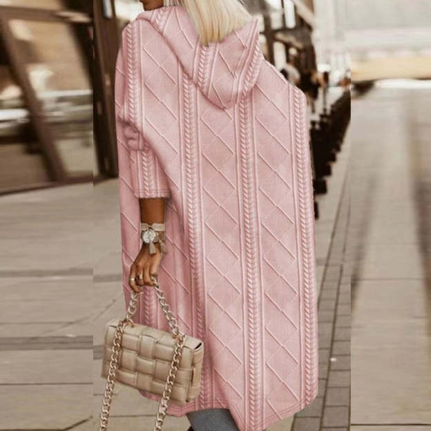 Urban Chic | Long Beige Knit Hooded Cardigan