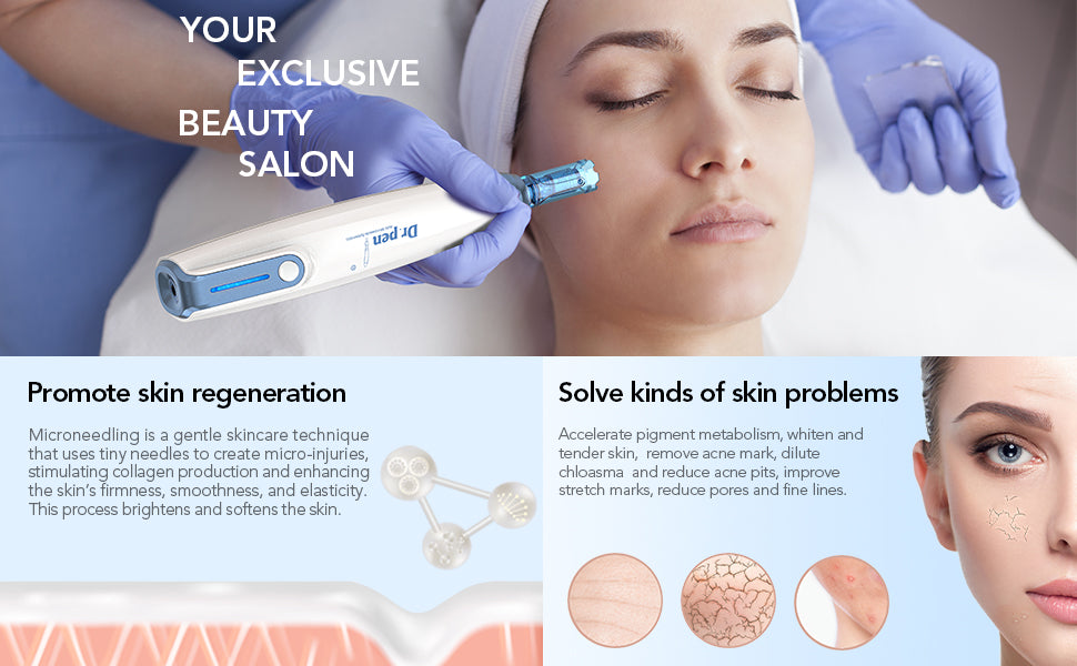 Dr.Pen A9 Microneedling Pen Kit Wireless Micro Needling Derma Pen for Face and Body 6 Speed Adajustable with 12 pin 24 pin 36 pin Nano Round Cartridges for Women and Men