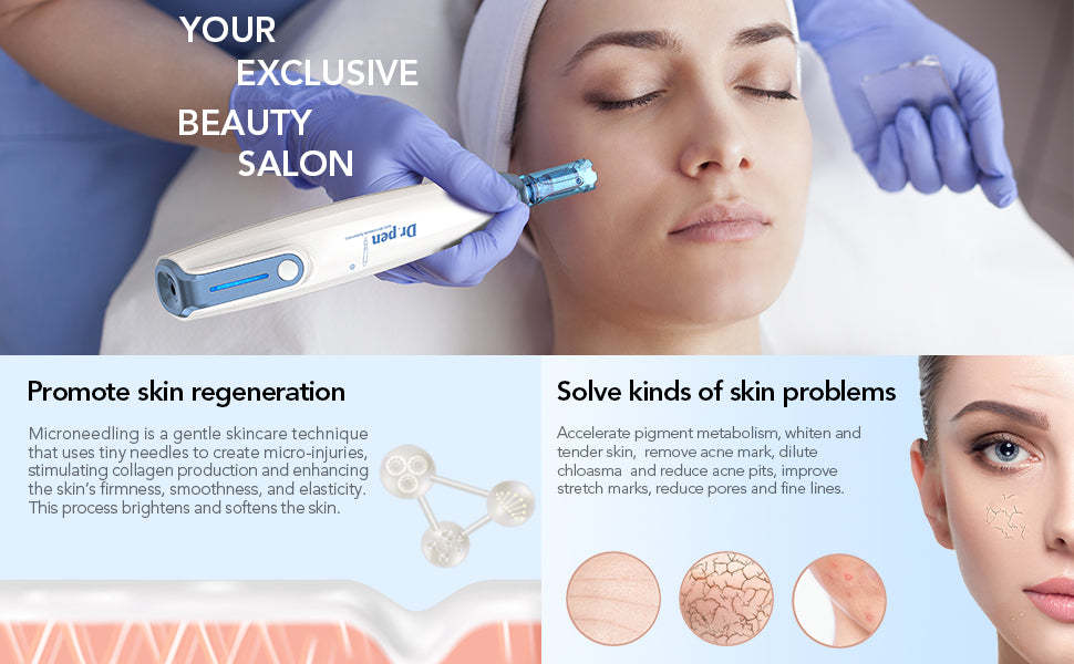 Dr.Pen A9 Microneedling Pen Kit Wireless Micro Needling Derma Pen for Face and Body 6 Speed Adajustable with 12 pin 24 pin 36 pin Nano Round Cartridges for Women and Men