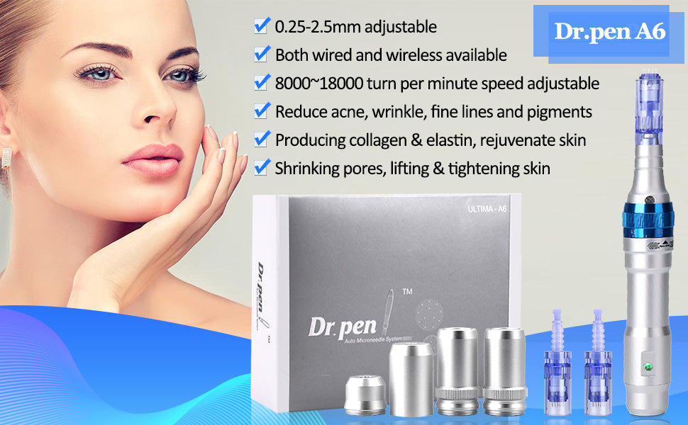 Dr.Pen A6 Professional Microneedling Pen with 12Pcs Cartridges Replacement Needles