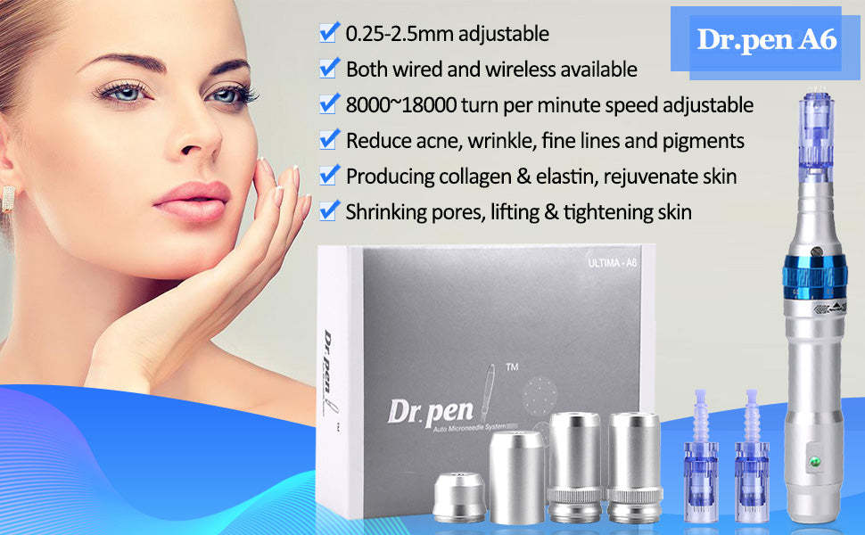 Dr.Pen A6 Professional Microneedling Pen with 12Pcs Cartridges Replacement Needles