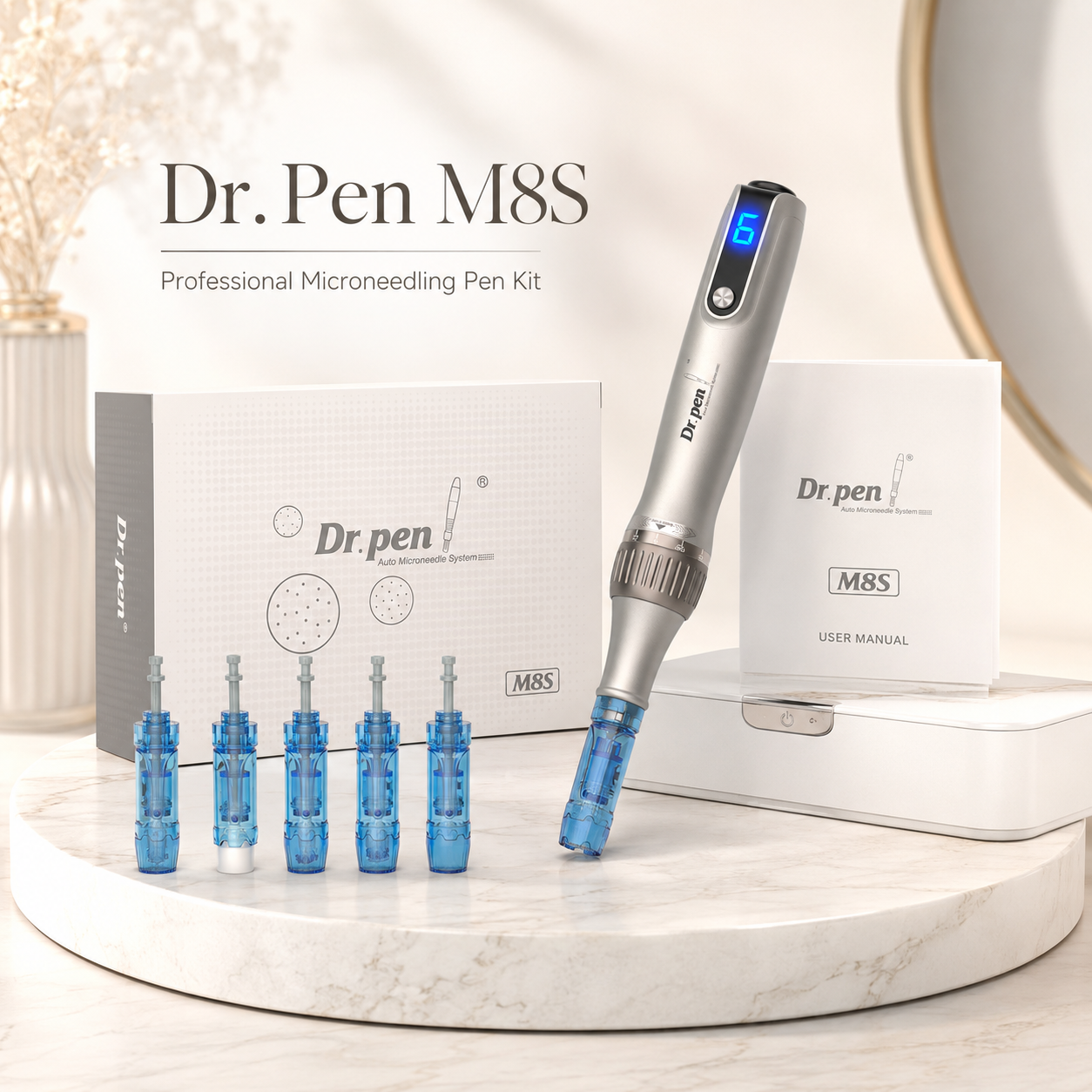 Dr Pen M8S Auto Microneedling Pen - Including 12 Pcs Replacement Cartridges