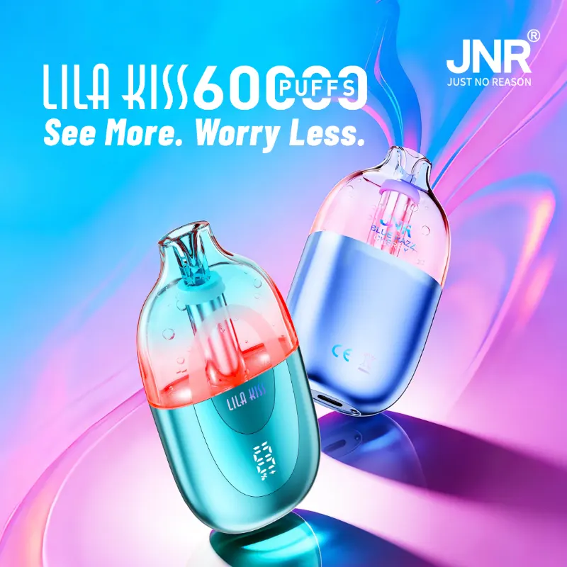 JNR Lila Kiss 60K - 60 000 Bouffées - Puff Rechargeable RGB avec Écran Intelligent