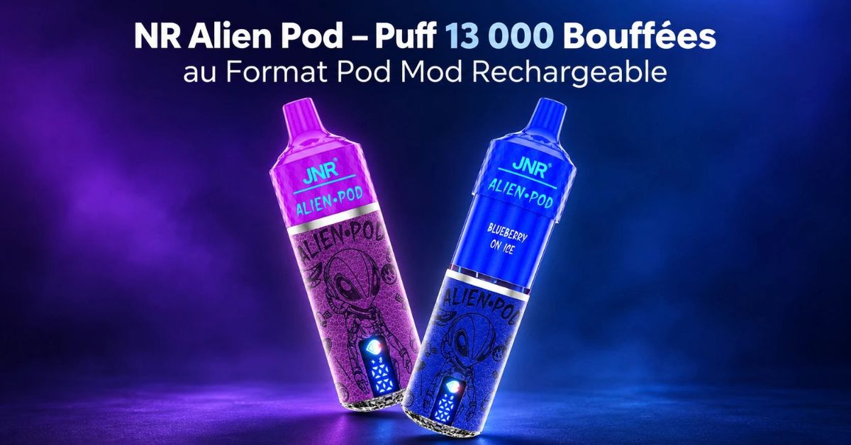JNR Alien Pod – Puff 13 000 Bouffées au Format Pod Mod Rechargeable