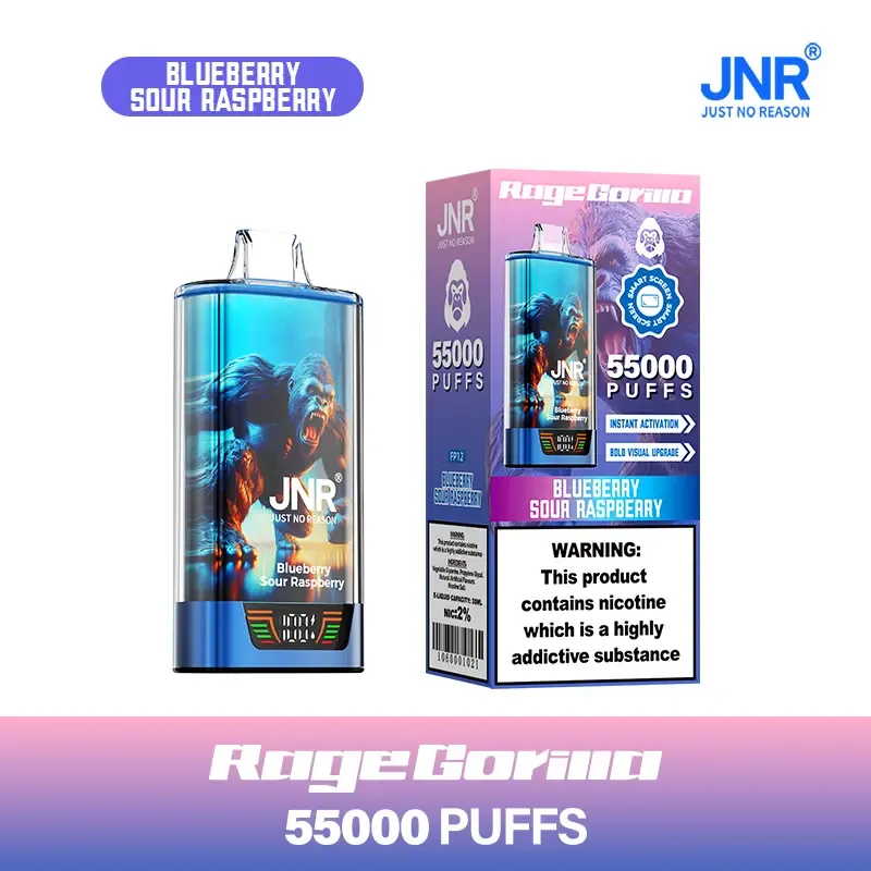 JNR RageGorilla 55K - 55 000 Bouffées - Puff Rechargeable Double Mesh avec Écran Intelligent