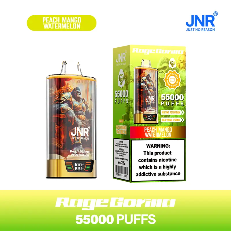 JNR RageGorilla 55K - 55 000 Bouffées - Puff Rechargeable Double Mesh avec Écran Intelligent