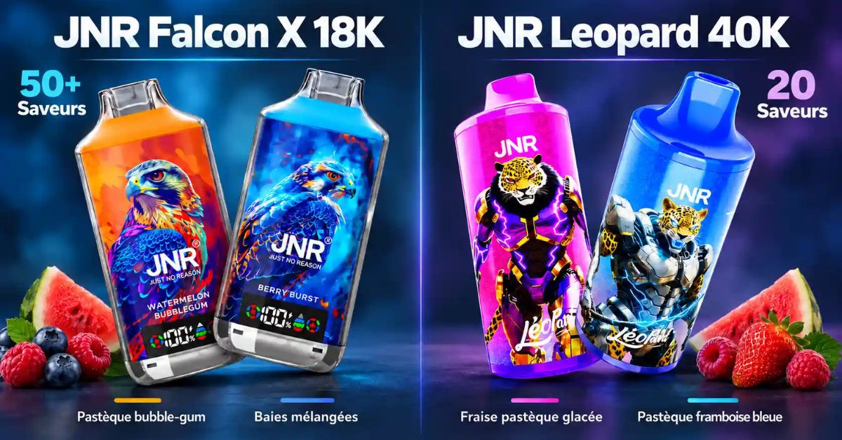 Comparaison des saveurs du JNR Falcon X 18K et du JNR Leopard 40K