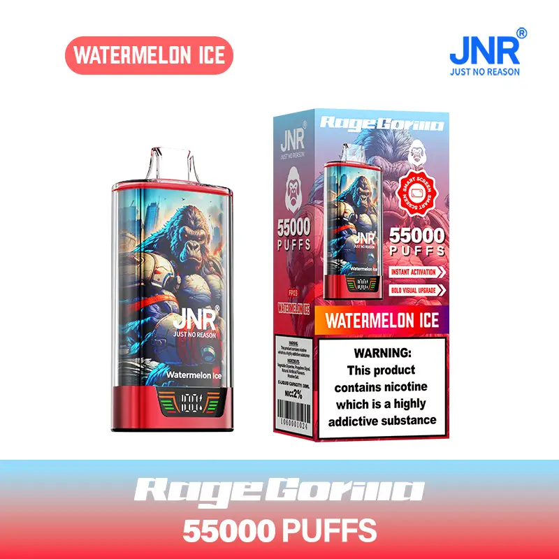JNR RageGorilla 55K - 55 000 Bouffées - Puff Rechargeable Double Mesh avec Écran Intelligent