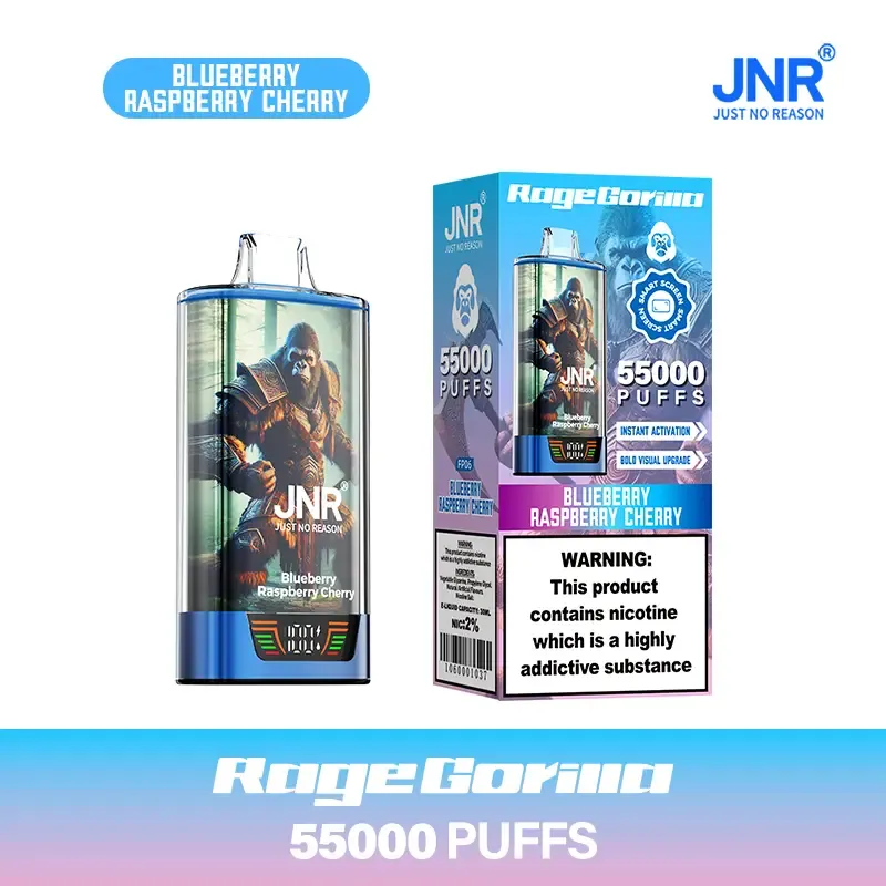 JNR RageGorilla 55K - 55 000 Bouffées - Puff Rechargeable Double Mesh avec Écran Intelligent