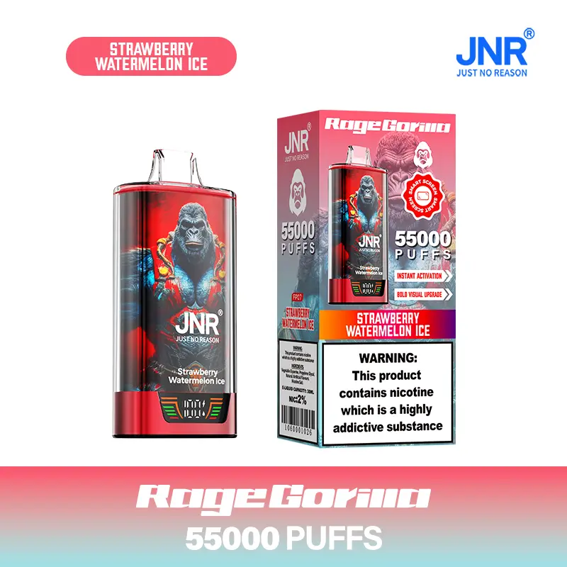 JNR RageGorilla 55K - 55 000 Bouffées - Puff Rechargeable Double Mesh avec Écran Intelligent