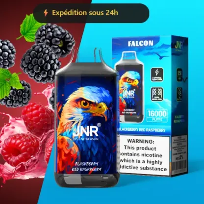 JNR Falcon 16K saveur Mure Framboise Rouge (Blackberry Red Raspberry) — puff jetable rechargeable 16000 bouffees Double Mesh — Livraison France & Belgique
