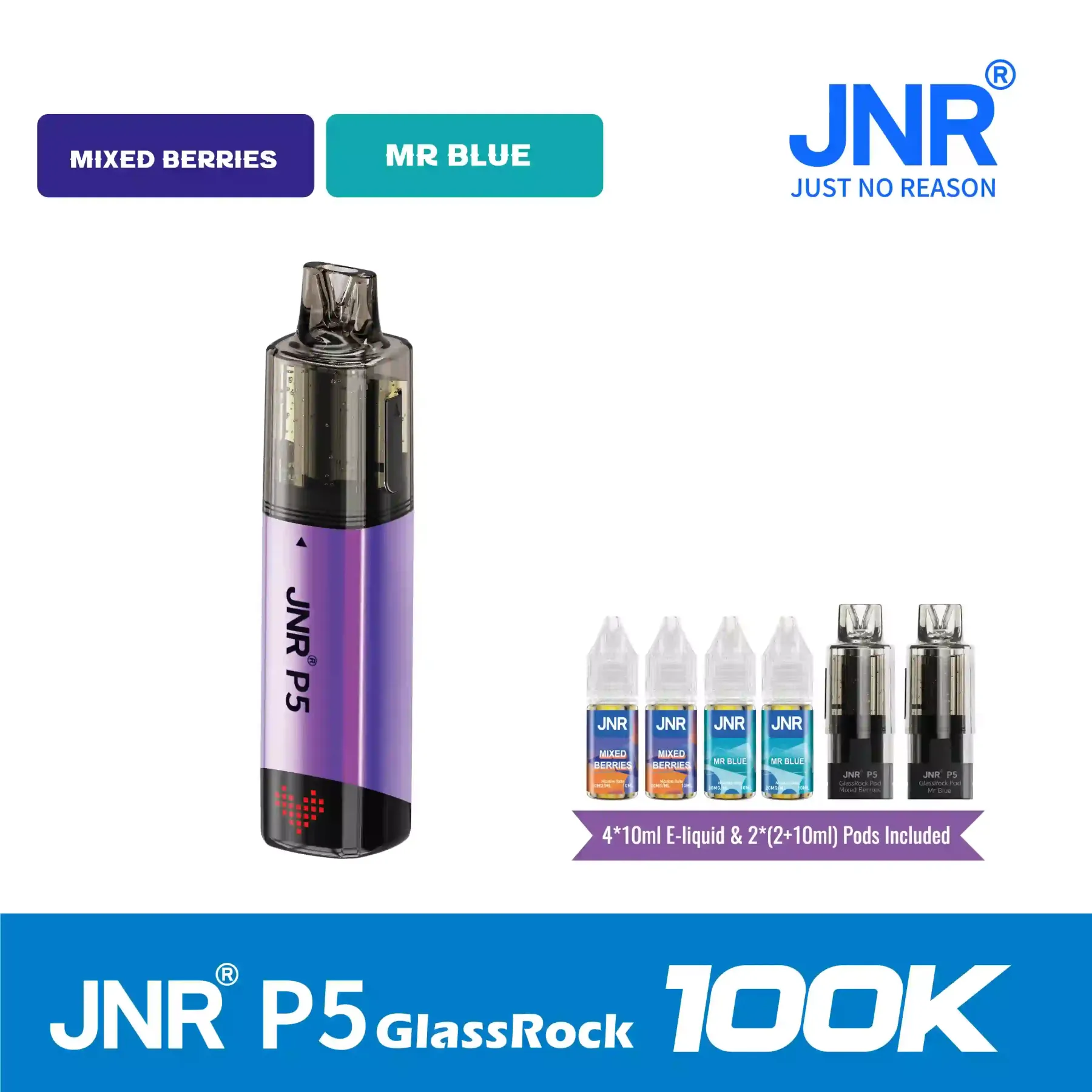 JNR - P5 GlassRock Kit - 100K Puffs - Vape Jetable - Disposable