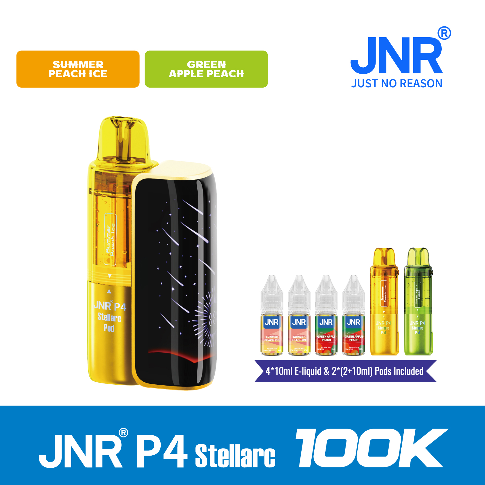 Summer Peach Ice | JNR Vape P4 Stellarc 100K Puffs Disposable Vape Kit