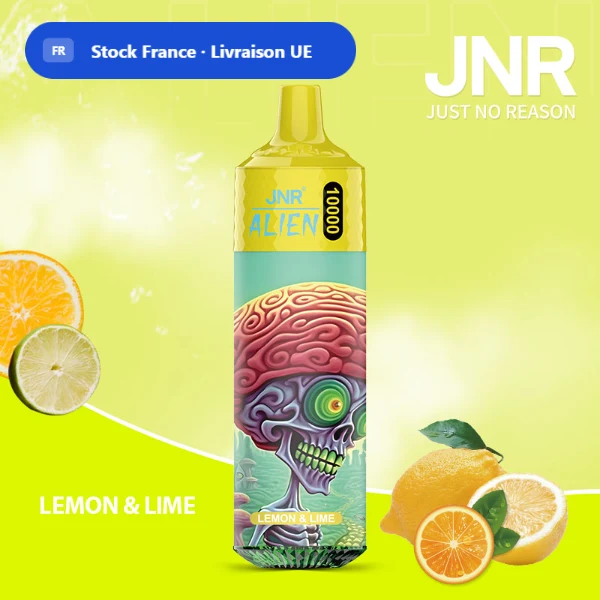 JNR Alien 10K saveur Citron & Citron Vert (Lemon & Lime) — puff jetable rechargeable 10000 bouffees LED RGB Mesh 1.2 Ohm — Livraison France & Belgique