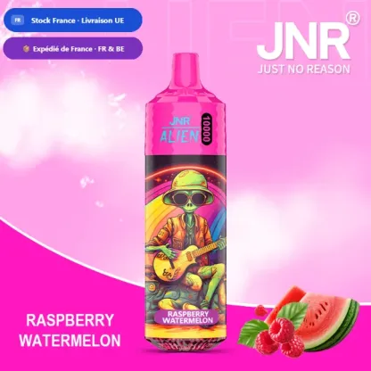 JNR Alien 10K saveur Framboise Pastèque (Raspberry Watermelon) — puff jetable rechargeable 10000 bouffees LED RGB Mesh 1.2 Ohm — Livraison France & Belgique