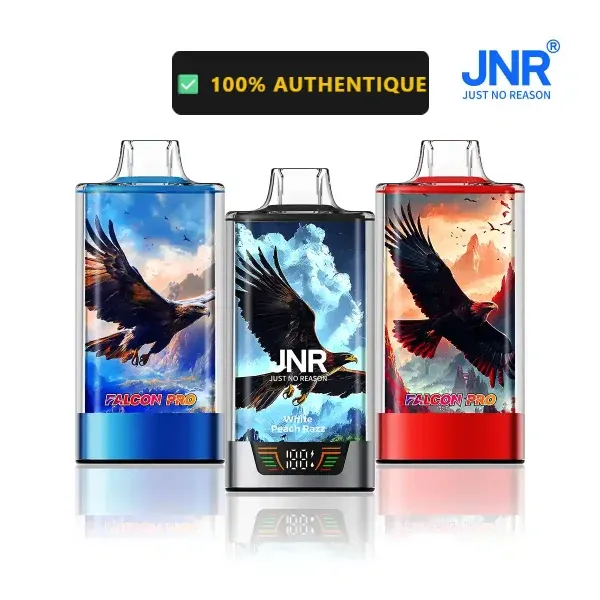 JNR Falcon Pro 28K puff jetable MTL rechargeable 28000 bouffees — Smart Screen Dual Mesh Coil 30ml, fond blanc — Serie Falcon Pro Stronger JNR Vape