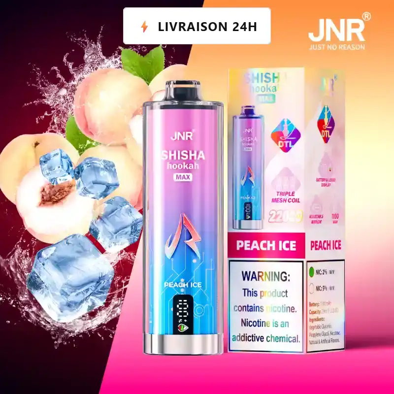 JNR Shisha Max 22000 Pêche Glacée - Meilleur Prix Nantes