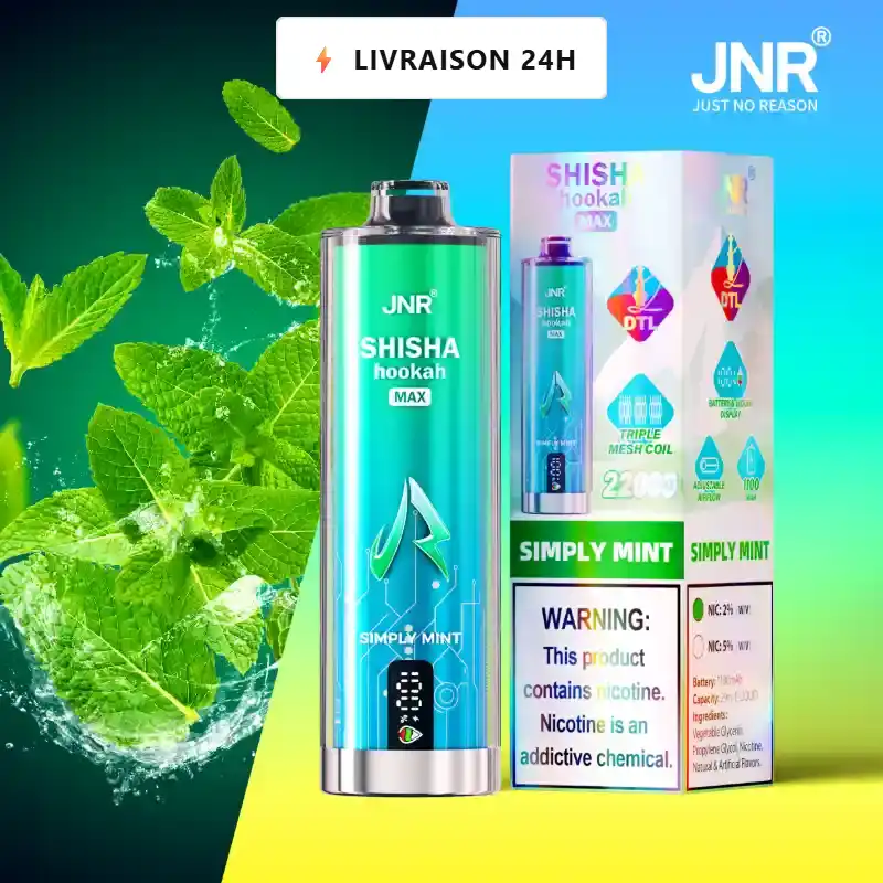 JNR Shisha Max Menthe Fraîche 22K - Point de Vente Le Havre