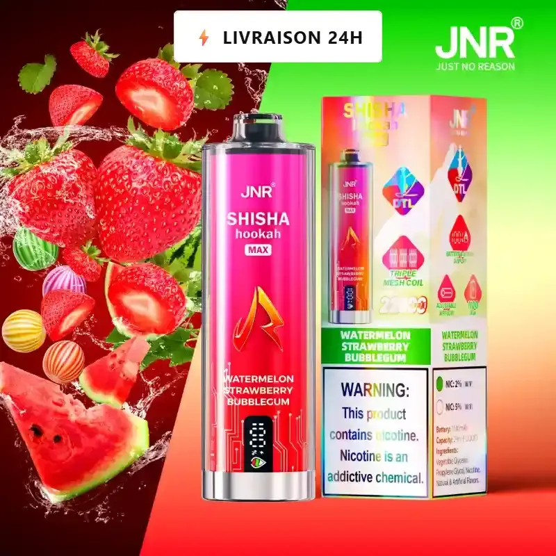 Puff JNR Shisha Pastèque Fraise Bubblegum - Achat Local Saint-Étienne