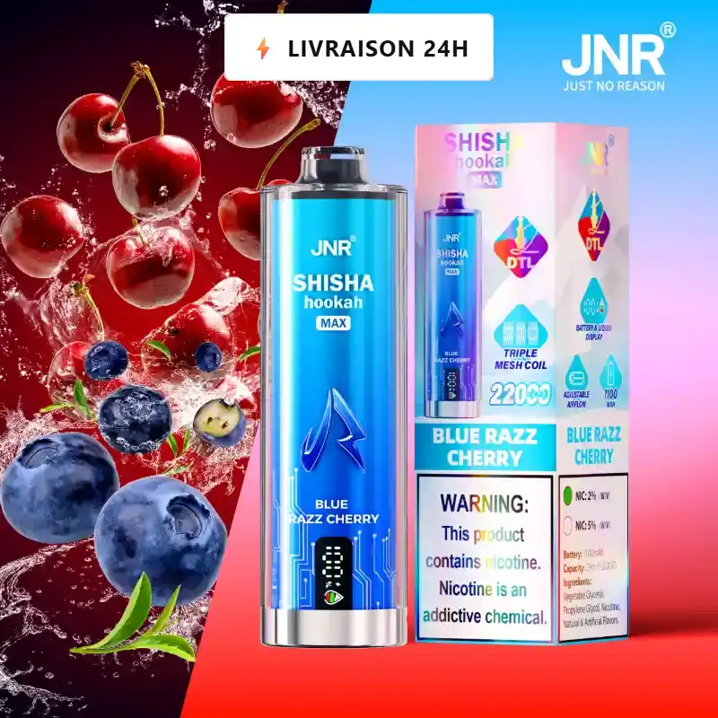 Vape Jetable JNR Framboise Bleue Cerise - Expédition Toulon