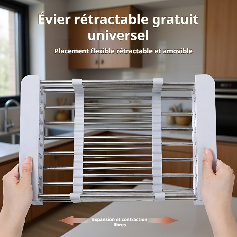 Panier d'égouttage extensible en acier inoxydable pour évier de cuisine