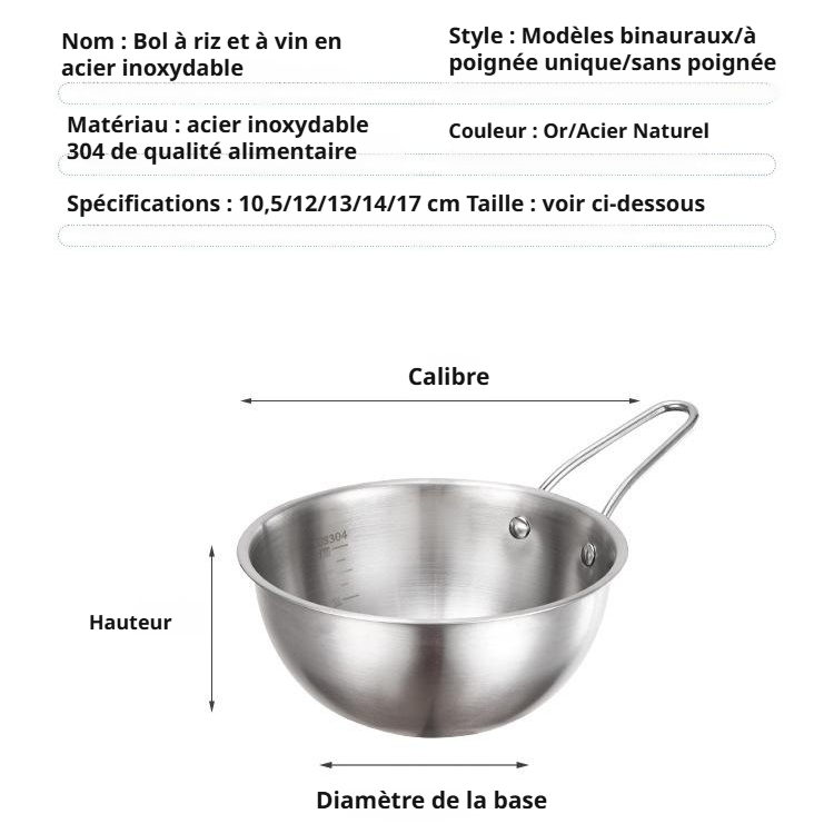 Bols à sauce et à saké en acier inoxydable 304