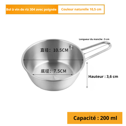 Bols à sauce et à saké en acier inoxydable 304