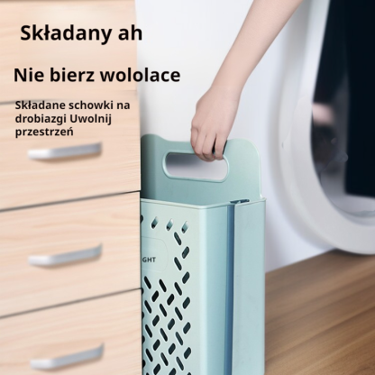 Składany, wiszący kosz na pranie do wąskich przestrzeni z ażurowym wzorem