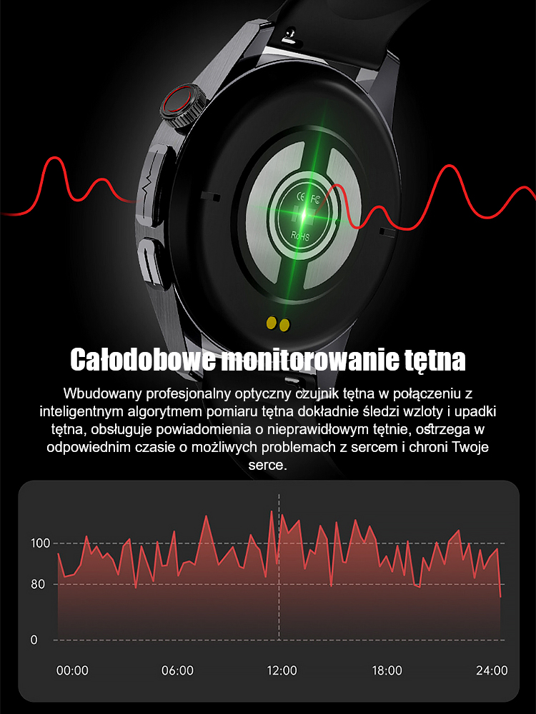 【24-godzinny monitor】Smartwatch z funkcją pomiaru poziomu cukru we krwi✨Bezbolesne badanie poziomu glukozy we krwi