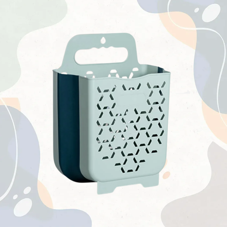 Składany, wiszący kosz na pranie do wąskich przestrzeni z ażurowym wzorem