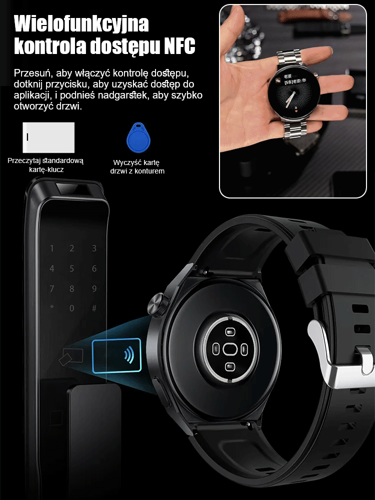 【24-godzinny monitor】Smartwatch z funkcją pomiaru poziomu cukru we krwi✨Bezbolesne badanie poziomu glukozy we krwi