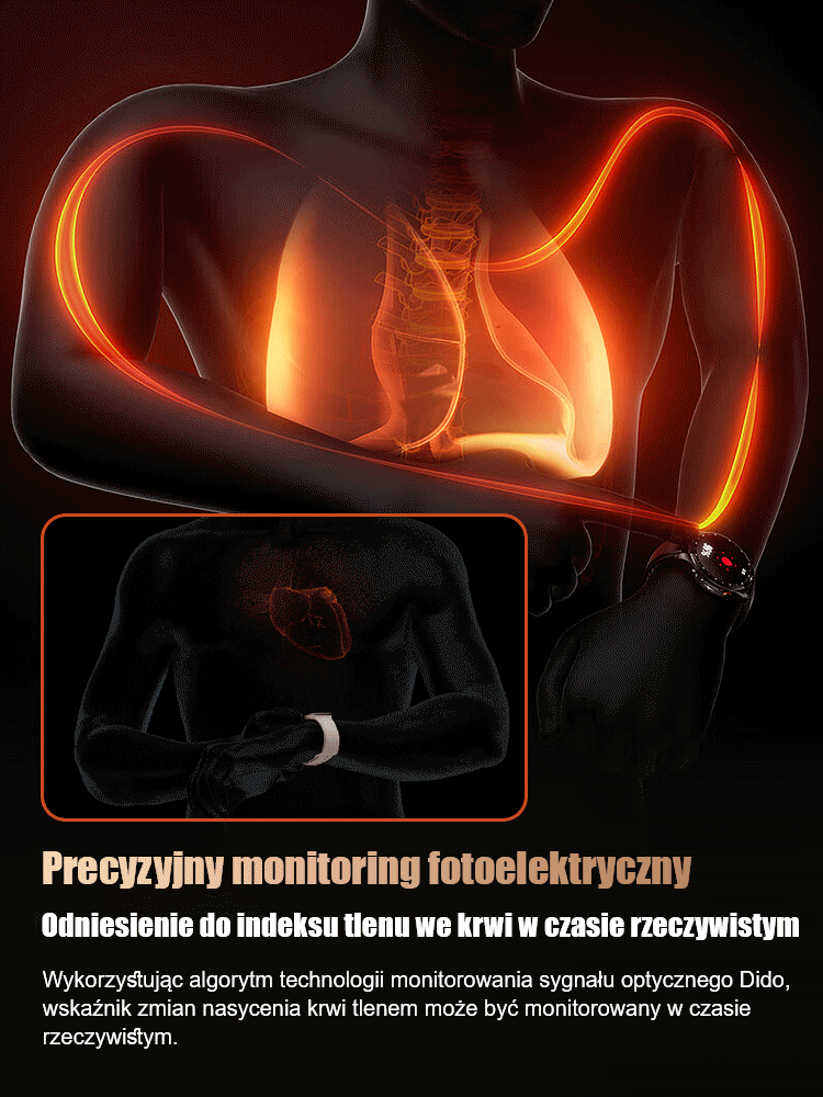【24-godzinny monitor】Smartwatch z funkcją pomiaru poziomu cukru we krwi✨Bezbolesne badanie poziomu glukozy we krwi