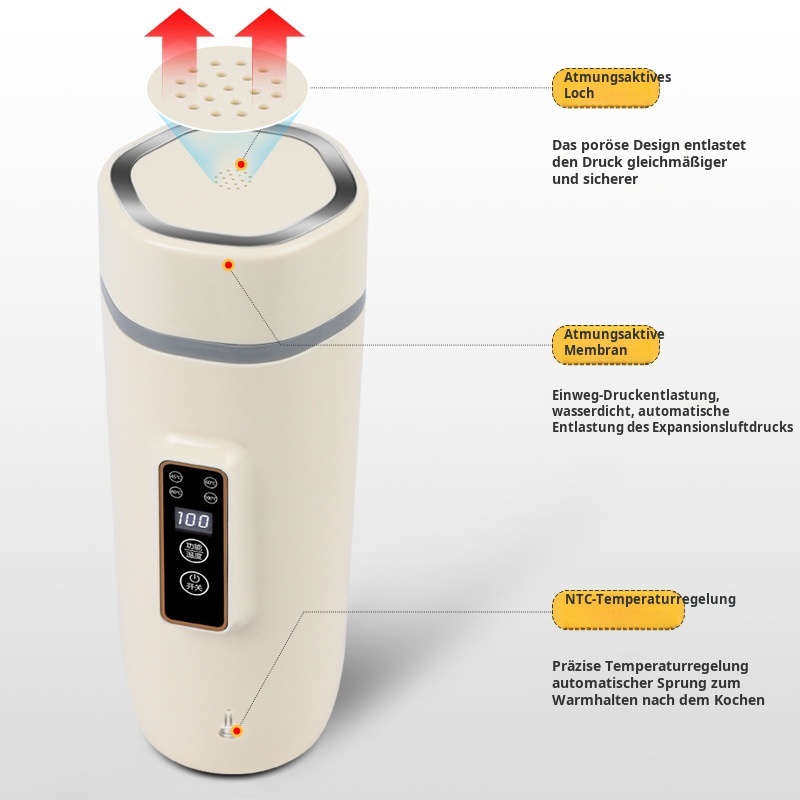 Tragbarer elektrischer Warmwasserbecher, multifunktionaler 110-V-Wasserbecher, intelligente Digitala