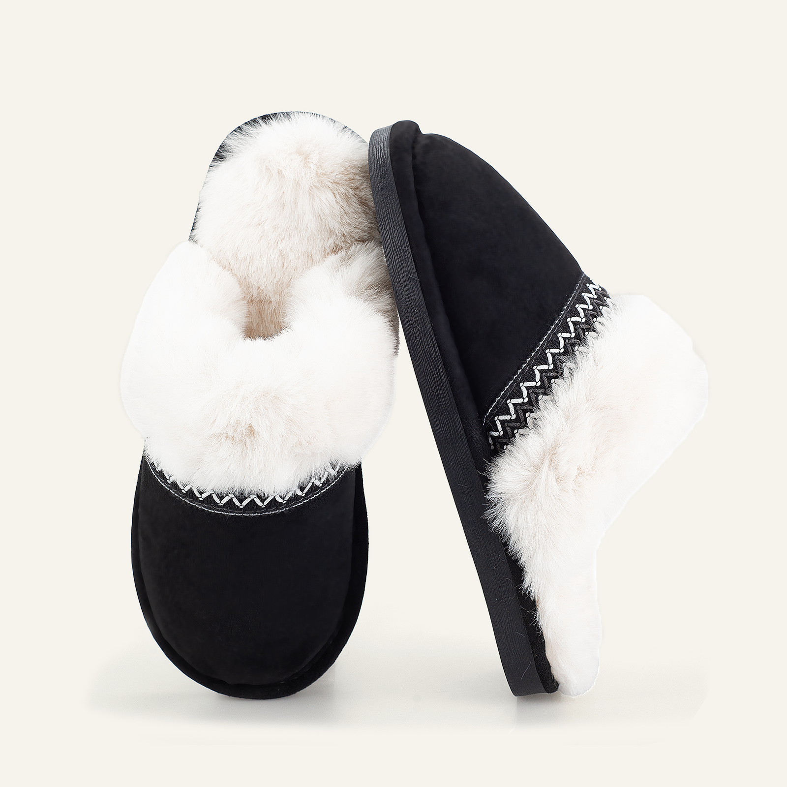 BERANMEY Slippers for Women Scuff Memory Foam Fuzzy Faux Fur