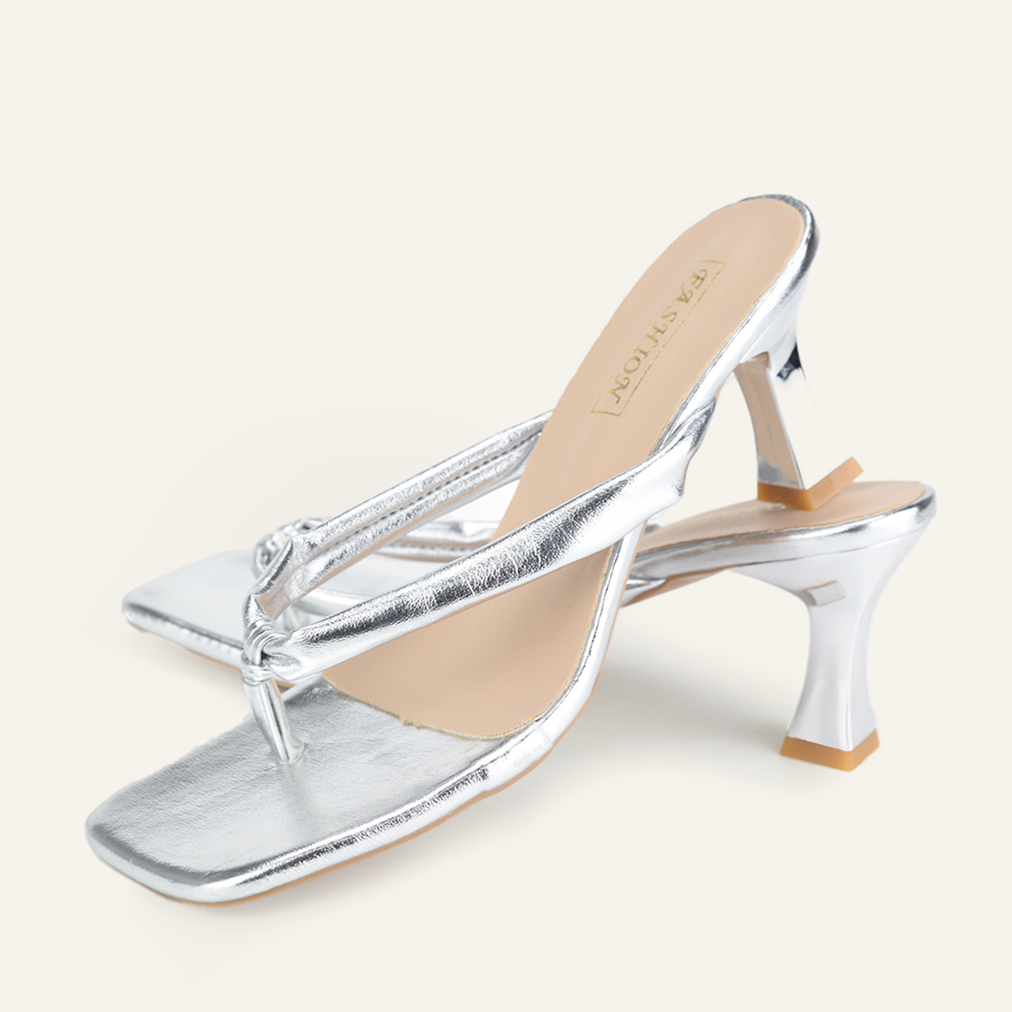 BERANMEY Women's Slide Heel Sandals with Low Chunky Sandals