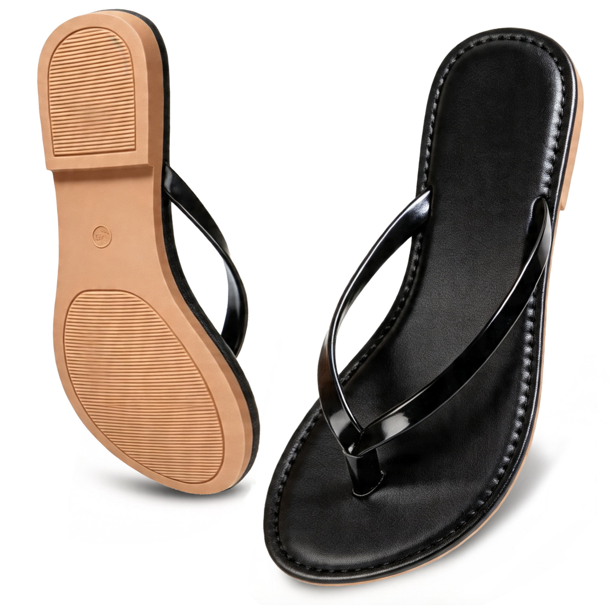BERANMEY Women's Wide Width Flip Flops - Comfortable Slip-On Sandals