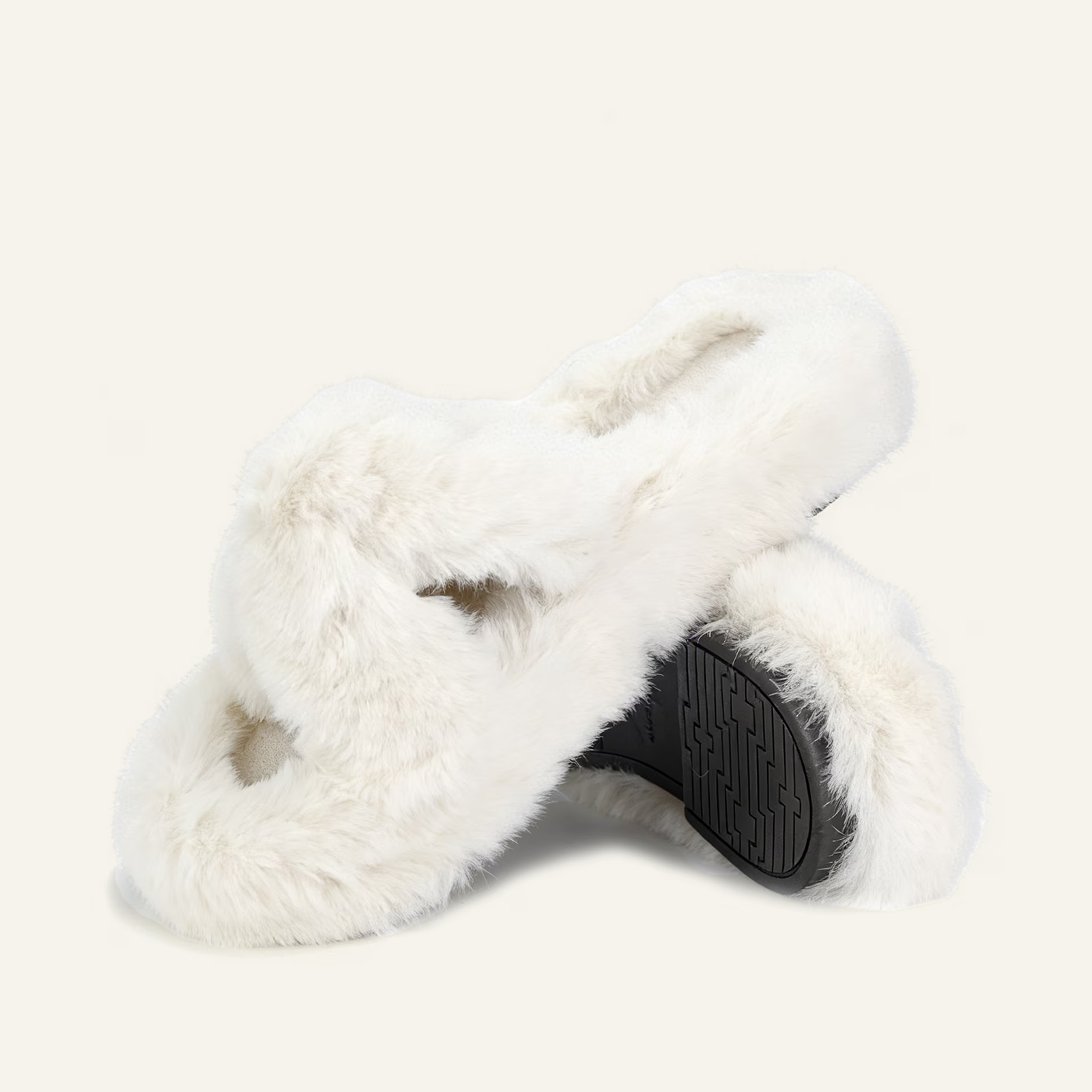 Women's Fuzzy Slippers Open Toe Cross Band