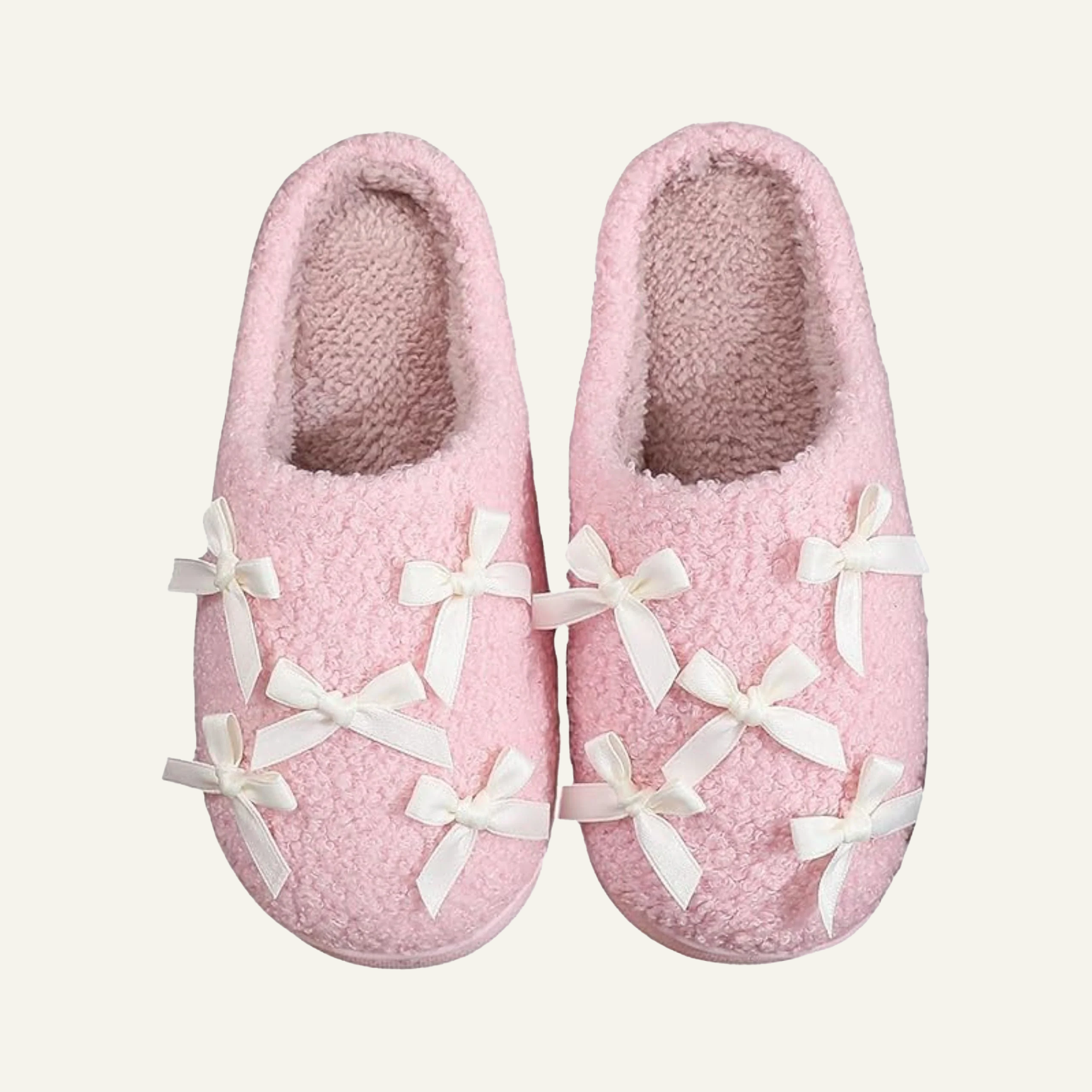  Bow Slippers for Women with Memory Foam Cute Plush House Slippers