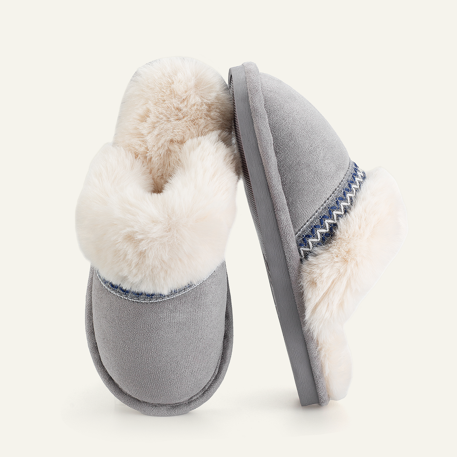 BERANMEY Slippers for Women Scuff Memory Foam Fuzzy Faux Fur