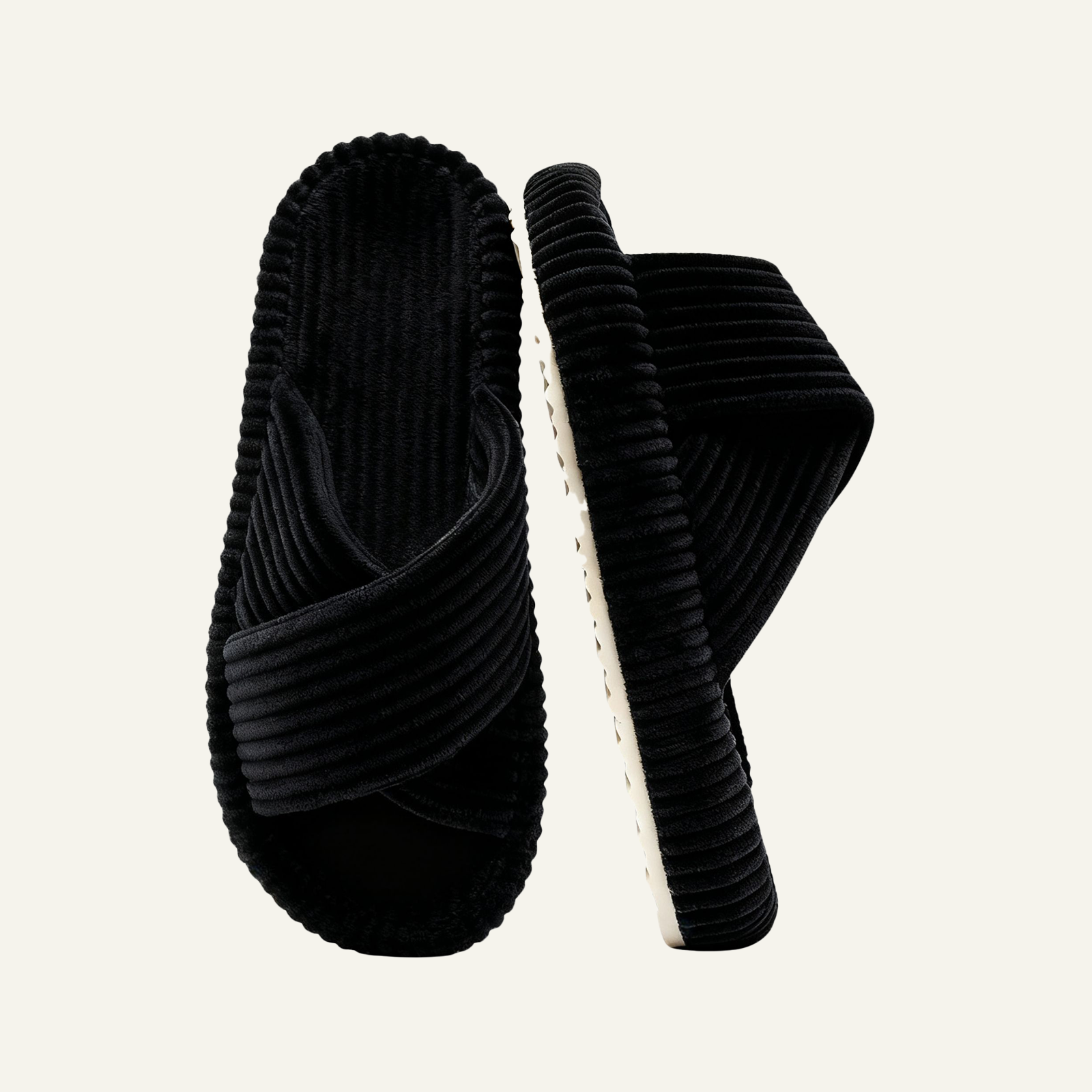  Women’s Corduroy Memory Foam Slippers Open Toe