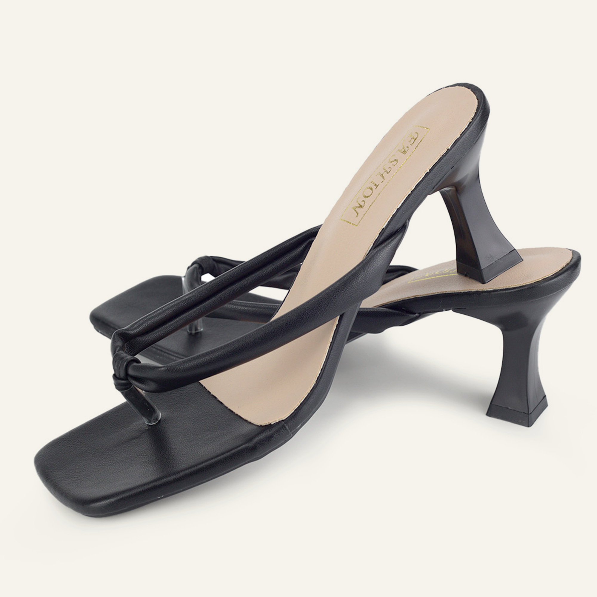 BERANMEY Women's Slide Heel Sandals with Low Chunky Sandals