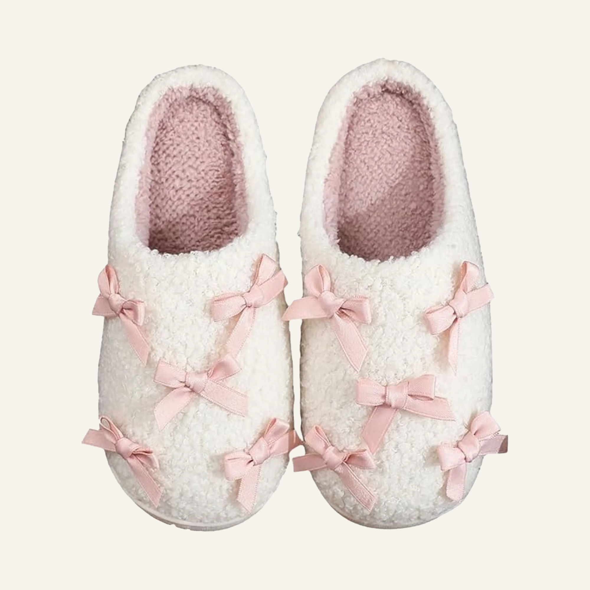  Bow Slippers for Women with Memory Foam Cute Plush House Slippers